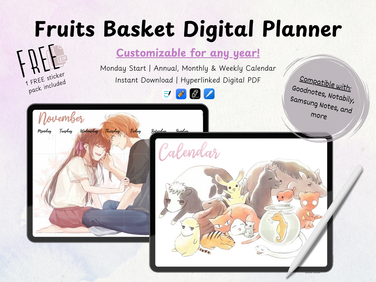 Fruits Basket Customizable Digital Planner