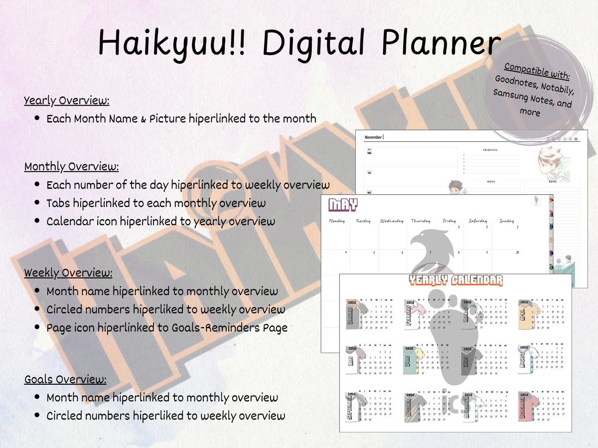 2026 Bundle Haikyuu Digital Calendar