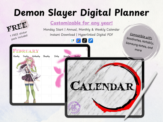 Demon Slayer Customizable Digital Planner