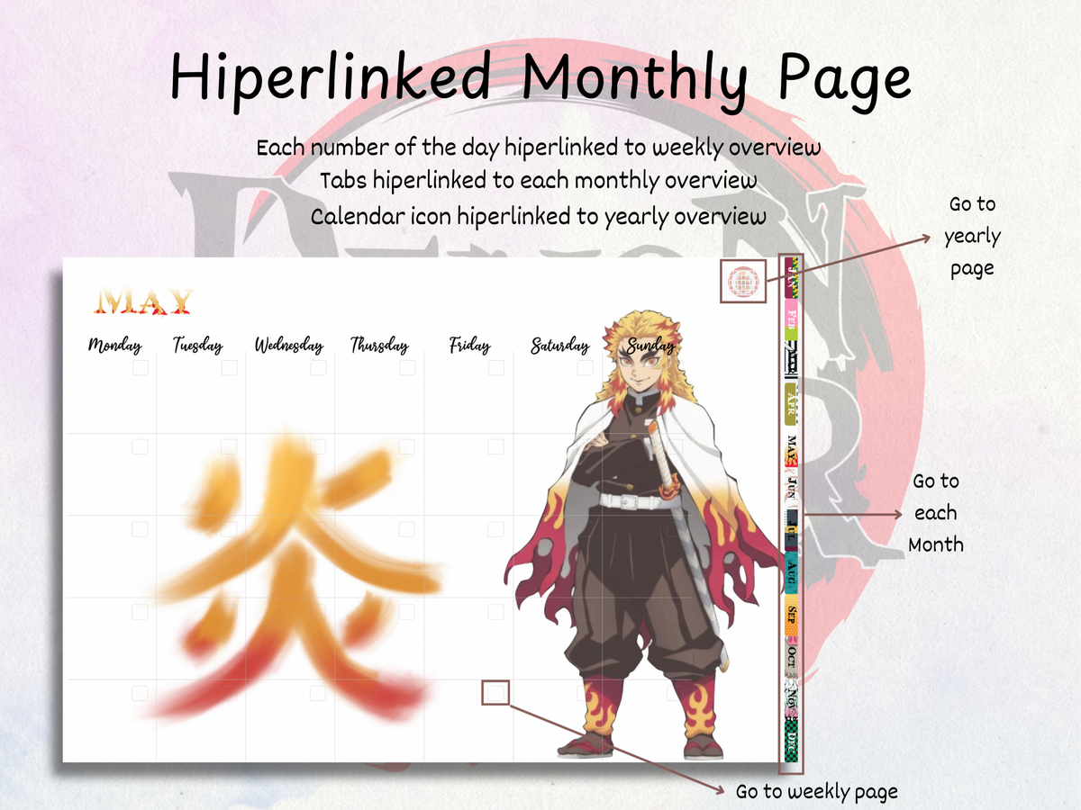 Demon Slayer Customizable Digital Planner