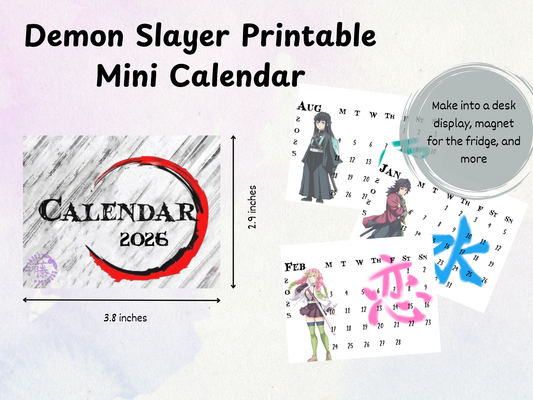 2026 Demon Slayer Mini Calendar