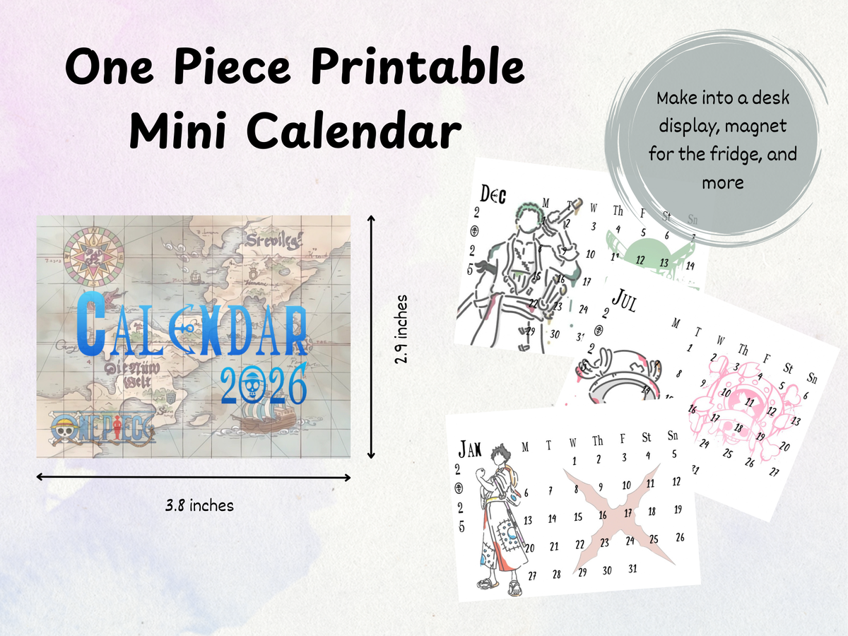 2026 One Piece Mini Calendar