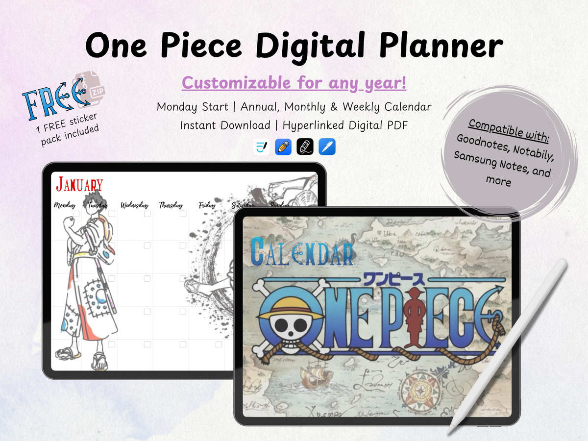 One Piece Customizable Digital Planner